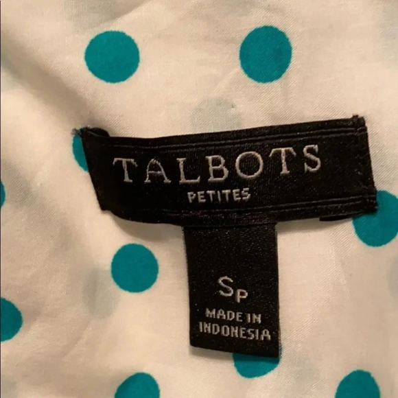 Talbots Petites Cotton Dot Button Up Blouse Small - Picture 8 of 10